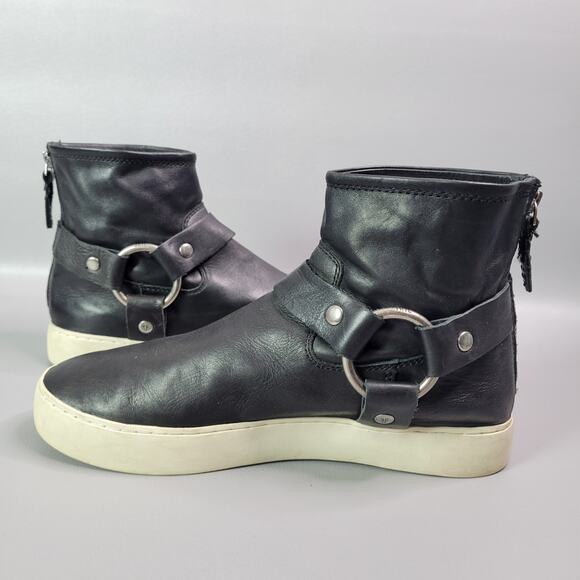 Frye Women’s Lena Harness Black Leather Back Zipper Ankle Booties Size 8.5 M - Picture 3 of 15
